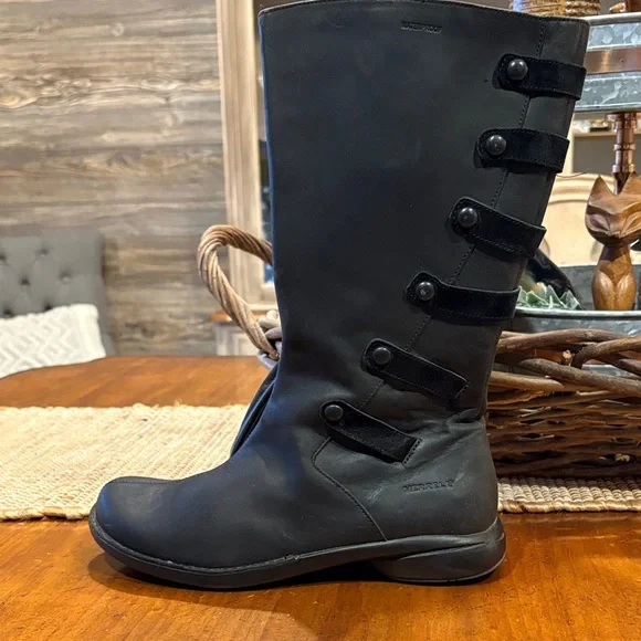 Merrell Black Tall Boots with Strap Details - Picture 7 of 10